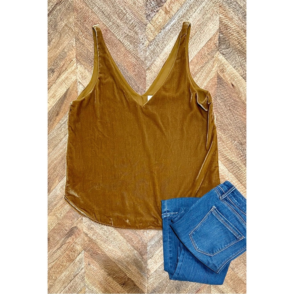 LOFT: Velvet Mustard Sleeveless Blouse
